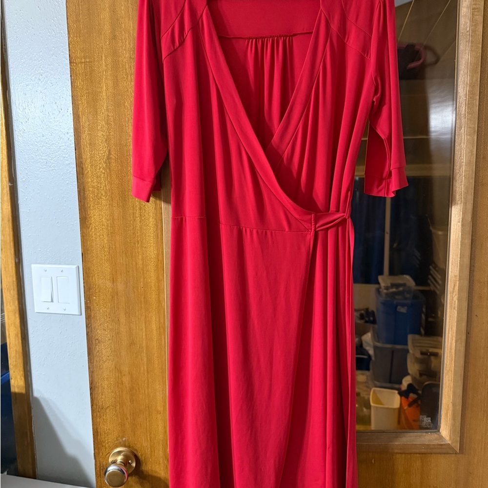 Merona Vibrant Red Long Sleeve Dress